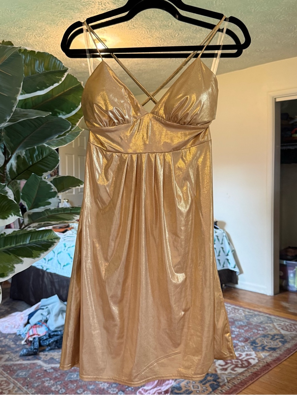 Y2K JFW gold mini dress